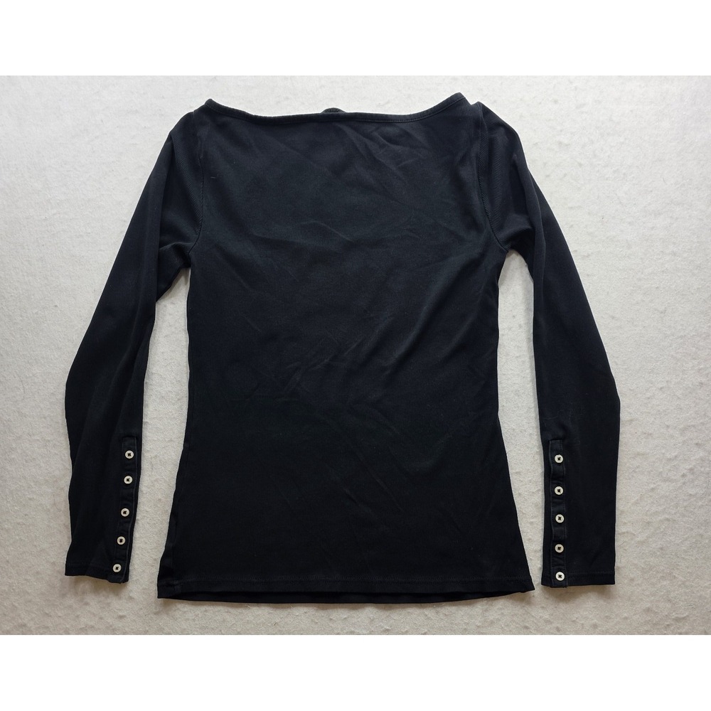 Lauren Ralph Lauren Women's Black Button Sleeve Long Sleeve T-Shirt. Size M - Picture 3 of 9